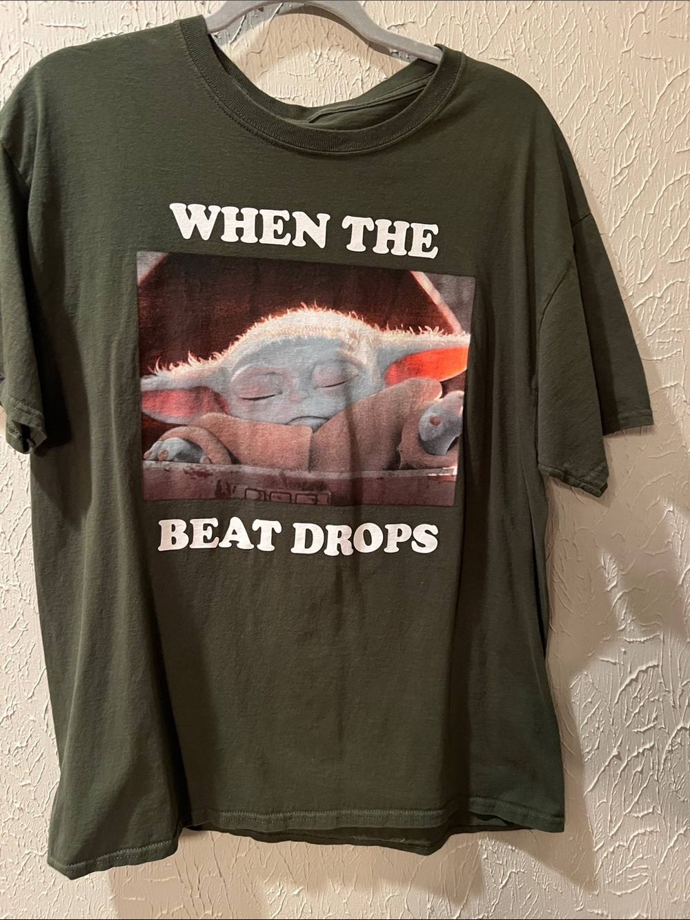 Star Wars Olive Green "When The Beat Drops" Baby Yoda Graphic Tee